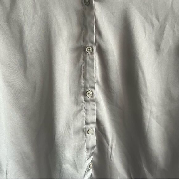 H&M Women's Sage Green Silky Button Down Top - Picture 4 of 7